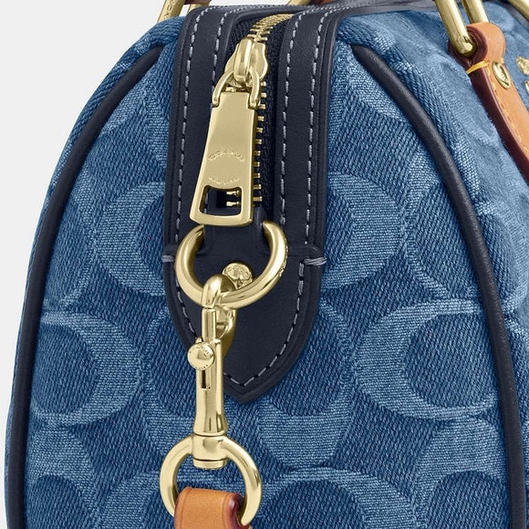 NWT Coach Micro Rowan Crossbody Signature Denim Mini Boston Bag CDQ36 - Picture 8 of 10